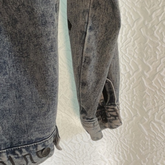 Women's Distressed Denim Jacket - Blue and Black - Picture 7 of 9